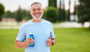 Older man looking healthy and exercising outdoors